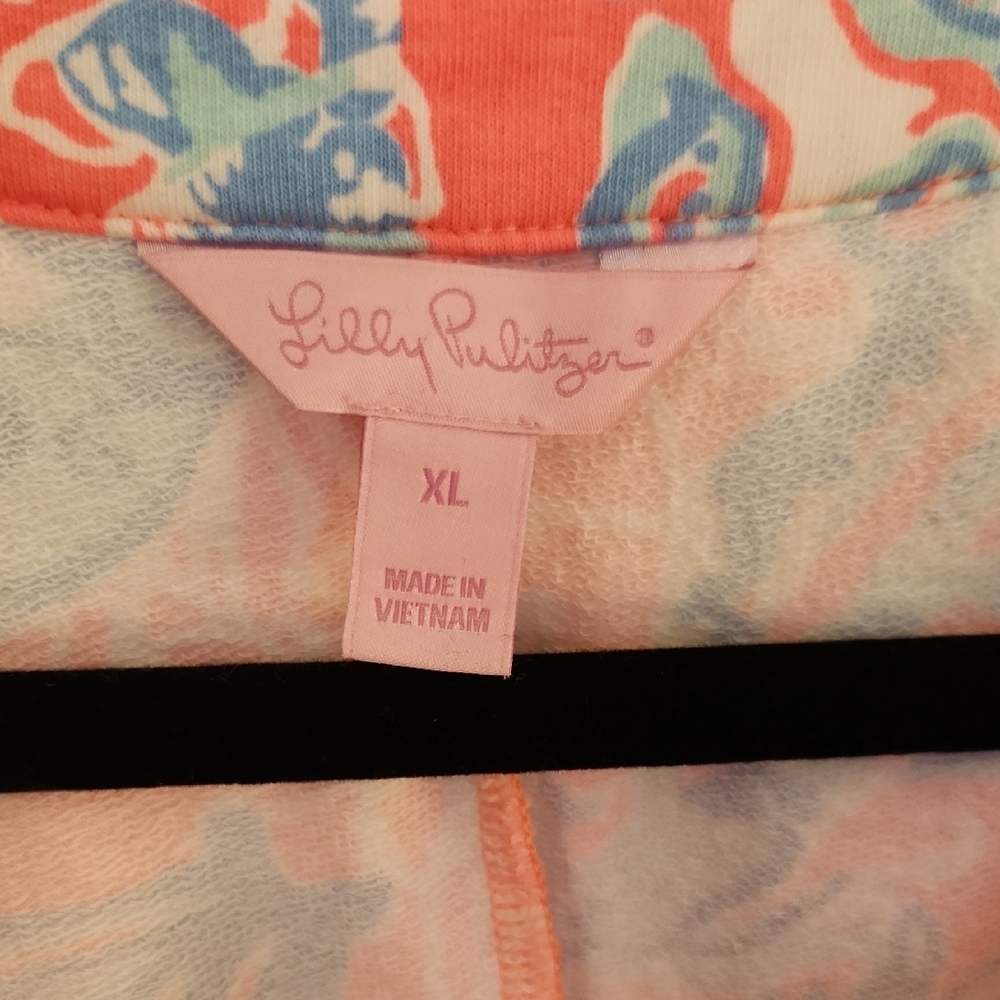 Lilly Pulitzer Estrada Pink Sun Ray Summer Siren French Terry Shift Dress XL - Picture 3 of 9